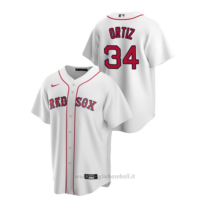 Maglia Baseball Uomo Boston Red Sox David Ortiz Replica Primera Bianco